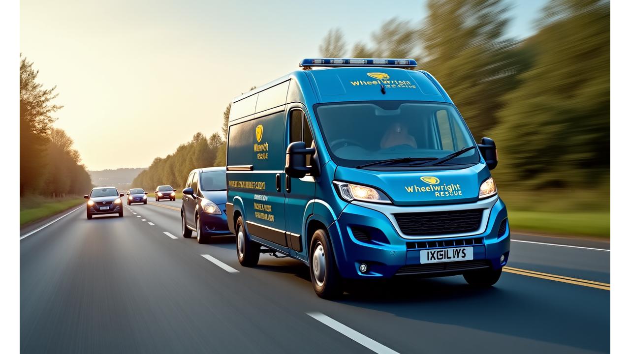 Wheelwright Rescue breakdown van assisting a stranded car on the side of a road